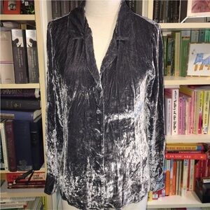 Reformation Grey Gray Velvet Button Down Shirt Top Blouse